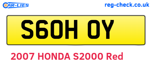 S60HOY are the vehicle registration plates.