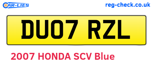 DU07RZL are the vehicle registration plates.