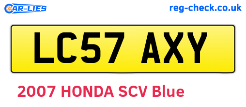 LC57AXY are the vehicle registration plates.