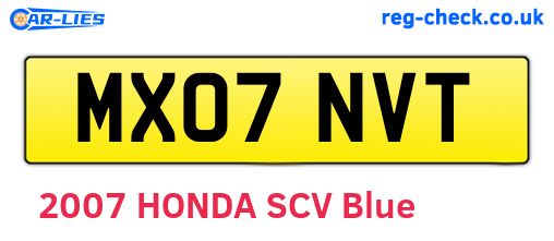 MX07NVT are the vehicle registration plates.