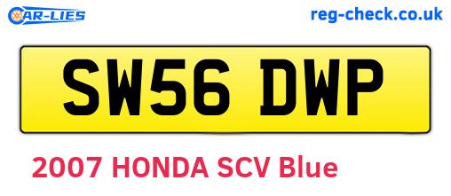 SW56DWP are the vehicle registration plates.