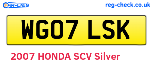 WG07LSK are the vehicle registration plates.