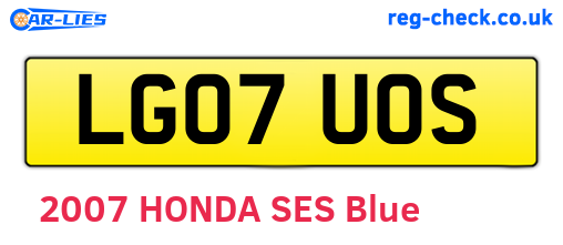 LG07UOS are the vehicle registration plates.