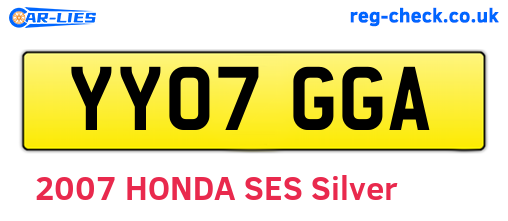 YY07GGA are the vehicle registration plates.