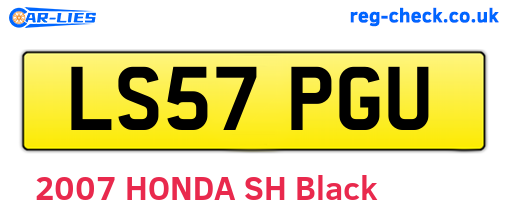 LS57PGU are the vehicle registration plates.
