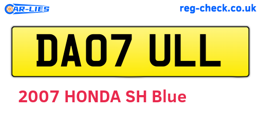 DA07ULL are the vehicle registration plates.