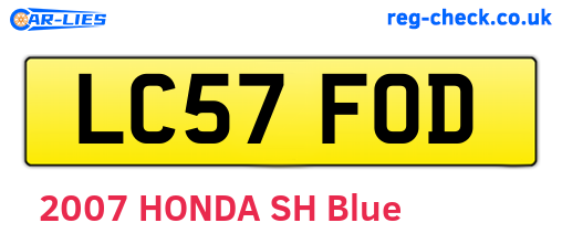 LC57FOD are the vehicle registration plates.