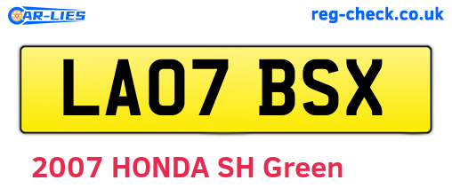 LA07BSX are the vehicle registration plates.