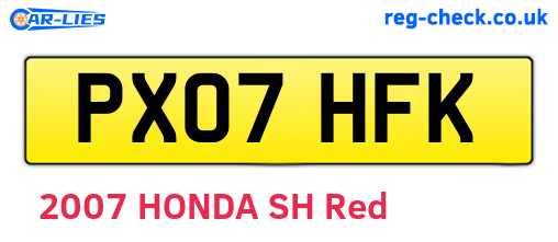 PX07HFK are the vehicle registration plates.