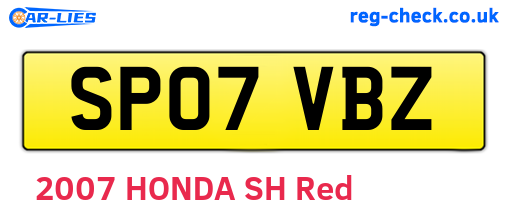 SP07VBZ are the vehicle registration plates.