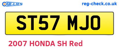 ST57MJO are the vehicle registration plates.