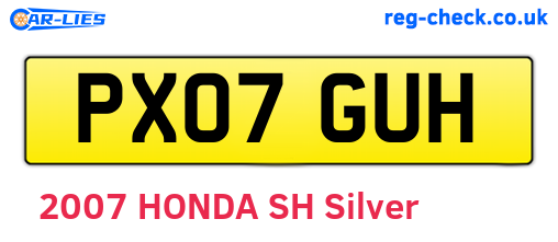 PX07GUH are the vehicle registration plates.