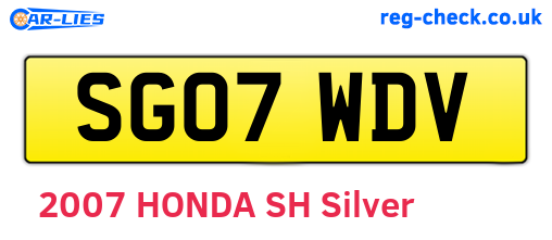 SG07WDV are the vehicle registration plates.