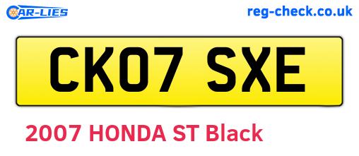 CK07SXE are the vehicle registration plates.