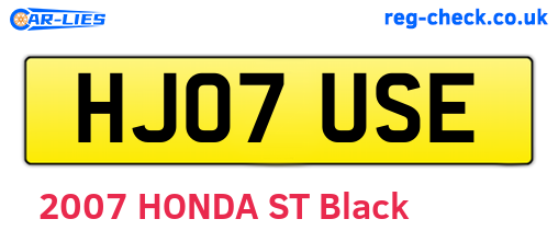 HJ07USE are the vehicle registration plates.