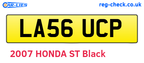 LA56UCP are the vehicle registration plates.