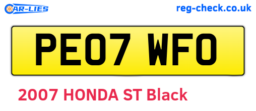 PE07WFO are the vehicle registration plates.