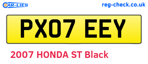 PX07EEY are the vehicle registration plates.