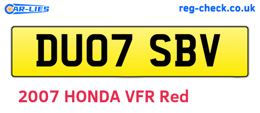 DU07SBV are the vehicle registration plates.