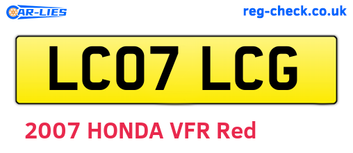 LC07LCG are the vehicle registration plates.