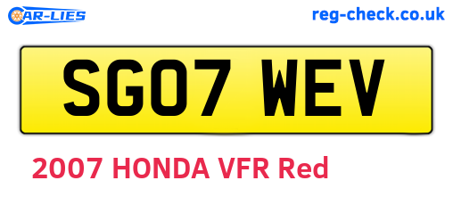 SG07WEV are the vehicle registration plates.