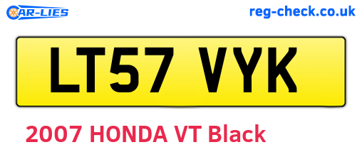 LT57VYK are the vehicle registration plates.
