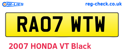 RA07WTW are the vehicle registration plates.