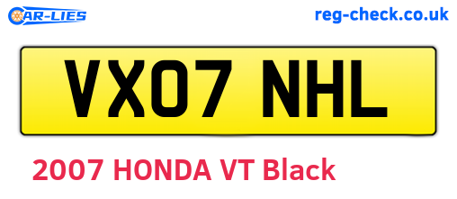 VX07NHL are the vehicle registration plates.