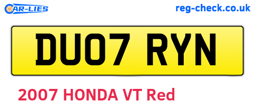 DU07RYN are the vehicle registration plates.