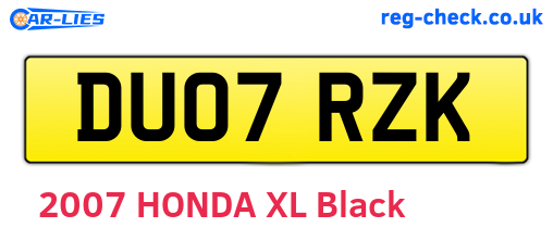 DU07RZK are the vehicle registration plates.