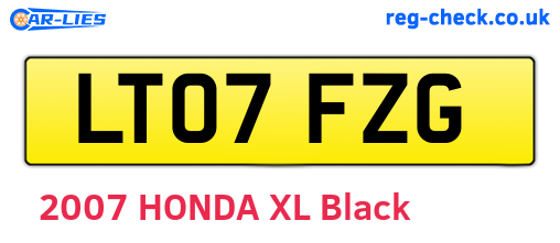 LT07FZG are the vehicle registration plates.