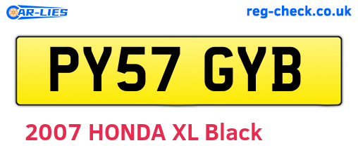 PY57GYB are the vehicle registration plates.