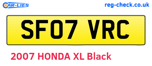 SF07VRC are the vehicle registration plates.