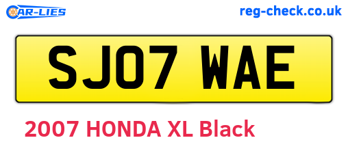 SJ07WAE are the vehicle registration plates.