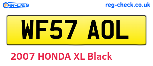 WF57AOL are the vehicle registration plates.