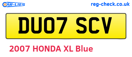 DU07SCV are the vehicle registration plates.