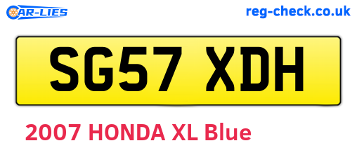 SG57XDH are the vehicle registration plates.