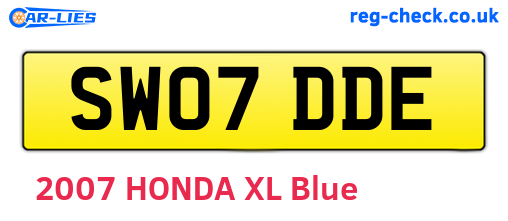 SW07DDE are the vehicle registration plates.