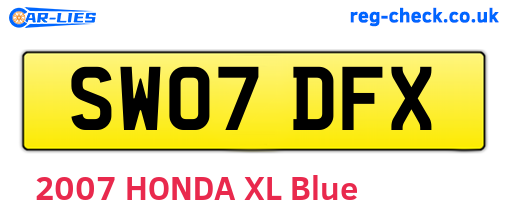 SW07DFX are the vehicle registration plates.