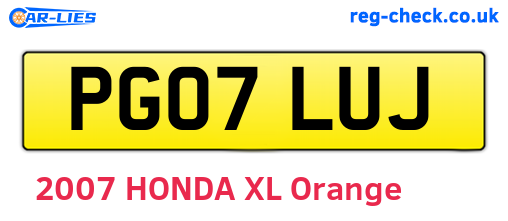 PG07LUJ are the vehicle registration plates.