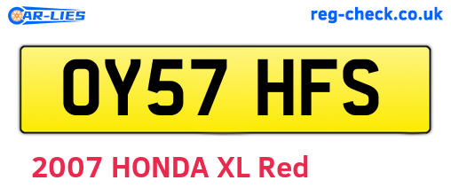 OY57HFS are the vehicle registration plates.