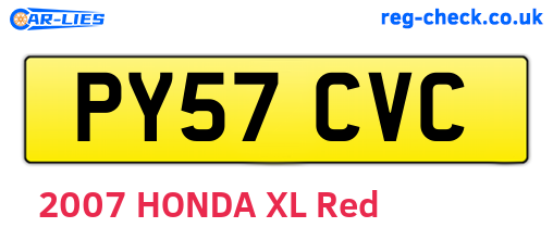 PY57CVC are the vehicle registration plates.