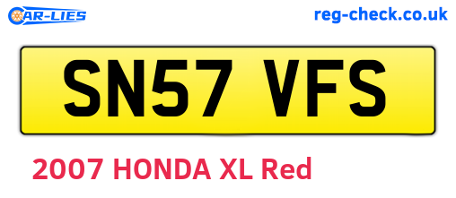 SN57VFS are the vehicle registration plates.