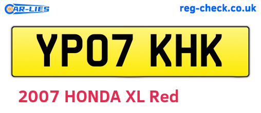 YP07KHK are the vehicle registration plates.