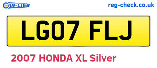 LG07FLJ are the vehicle registration plates.