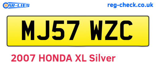 MJ57WZC are the vehicle registration plates.
