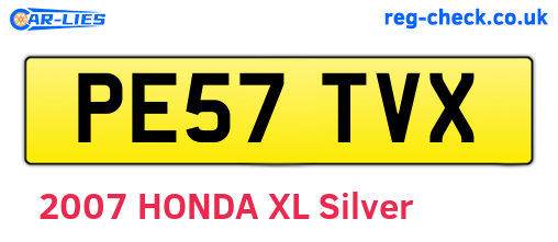 PE57TVX are the vehicle registration plates.