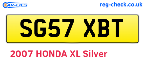 SG57XBT are the vehicle registration plates.