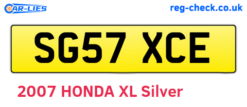 SG57XCE are the vehicle registration plates.