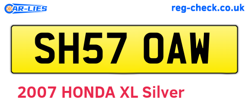 SH57OAW are the vehicle registration plates.